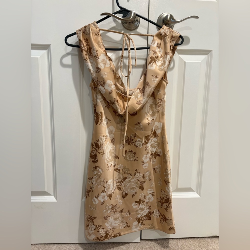 MAJORELLE Champagne Floral Cowl Backless Dress - Picture 4 of 5